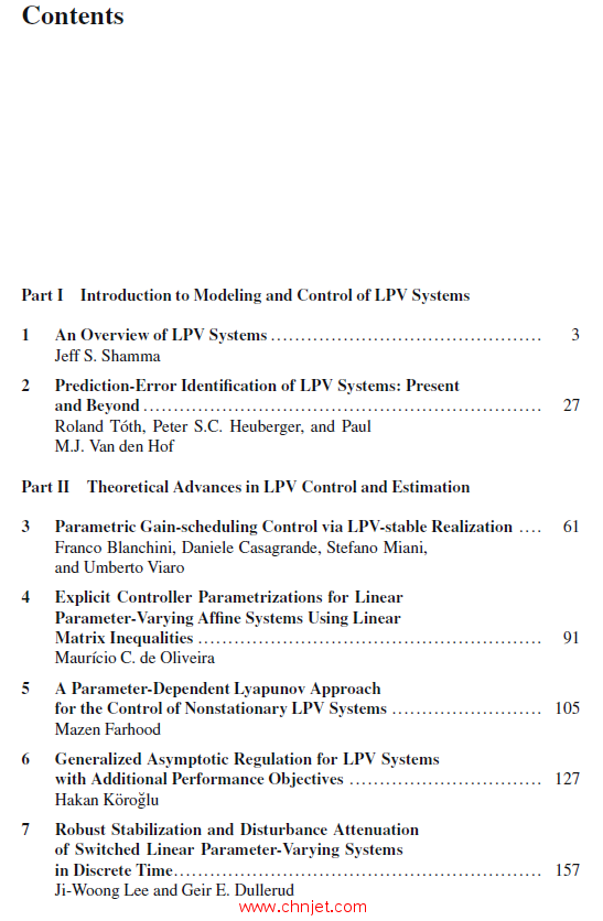 《Control of Linear Parameter Varying Systems with Applications》