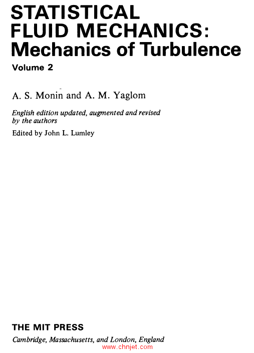 《Statistical Fluid Mechanics：Mechanics of Turbulence》卷1、卷2