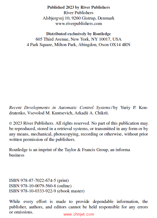 《Recent Developments in Automatic Control Systems》