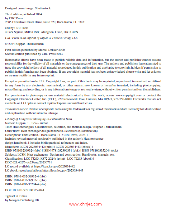 《Heat Exchangers Volume I：Classification, Selection, and Thermal Design》第三版