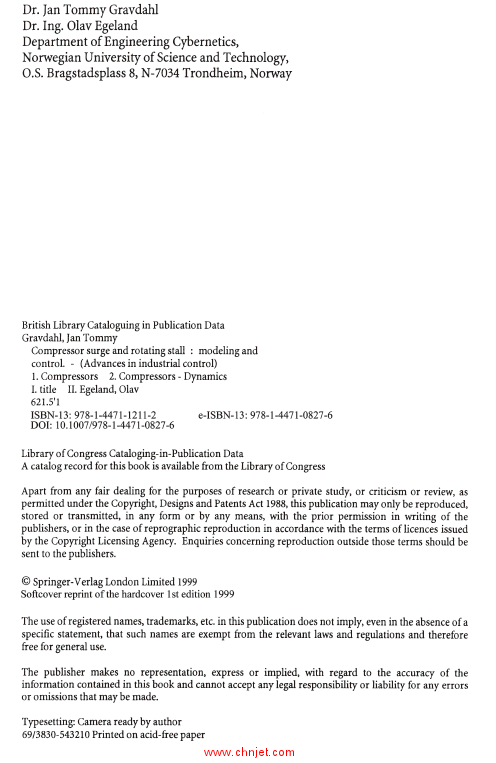 《Compressor Surge and Rotating Stall Modeling and Control》