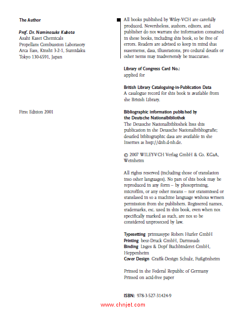 《Propellants and Explosives：Thermochemical Aspects of Combustion》第二版