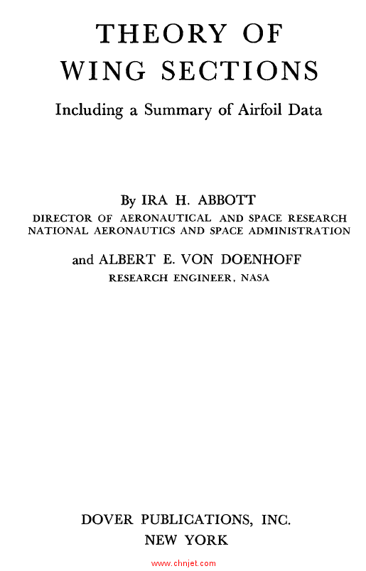 《Theory of Wing Sections：Including a Summary of Airfoil Data》