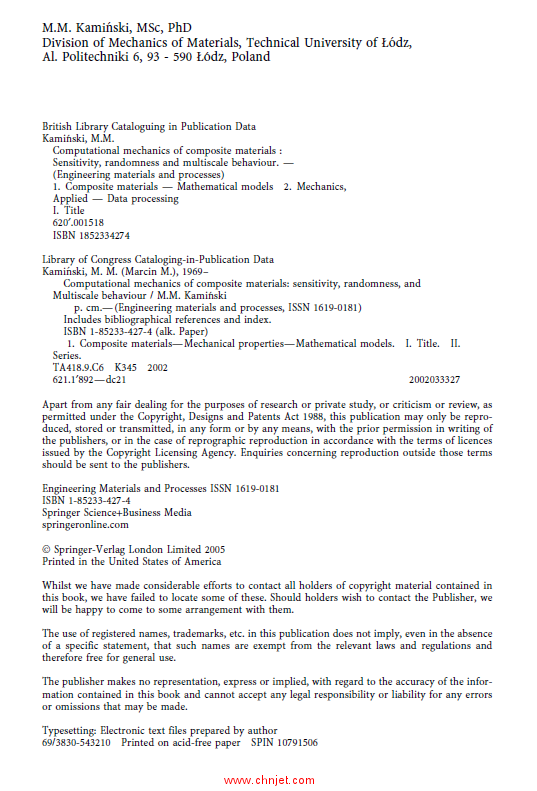 《Computational Mechanics of Composite Materials: Sensitivity, Randomness and Multiscale Behaviour》 ...