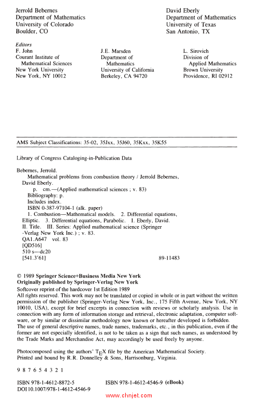 《Mathematical Problems from Combustion Theory》