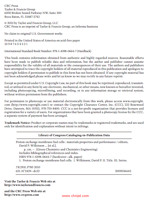 《Proton Exchange Membrane Fuel Cells：Materials Properties and Performance》