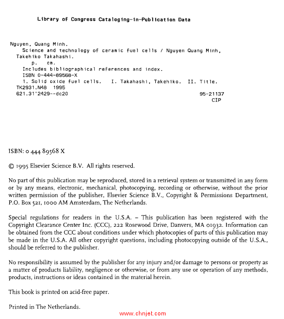 《Science and Technology of Ceramic Fuel Cells》