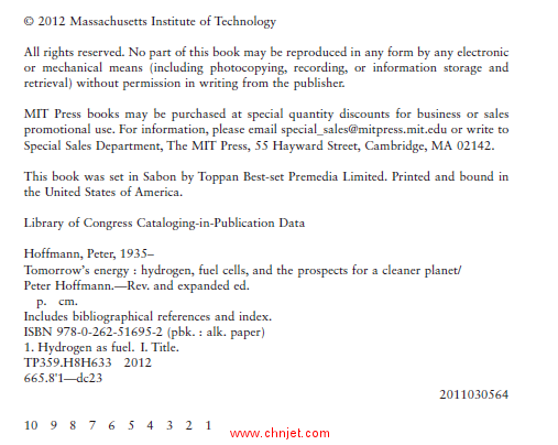 《Tomorrow's Energy: Hydrogen, Fuel Cells, and the Prospects for a Cleaner Planet》增订版