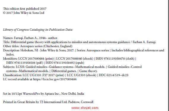 《Differential Game Theory with Applications to Missiles and Autonomous Systems Guidance》