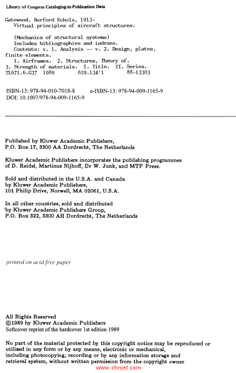 《Virtual Principles in Aircraft Structures：Volume 1: Analysis》