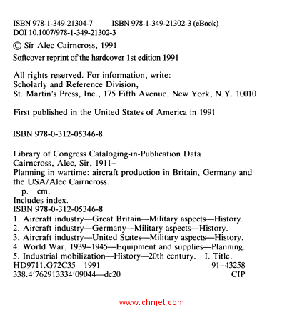 《Planning in Wartime: Aircraft Production in Britain, Germany and the USA》