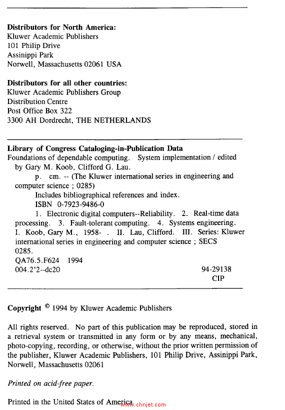 《Foundations of Dependable Computing: System Implementation》