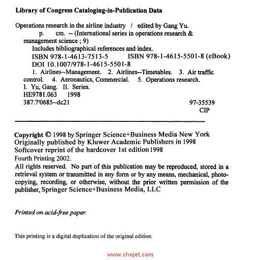 《Operations Research in the Airline Industry》