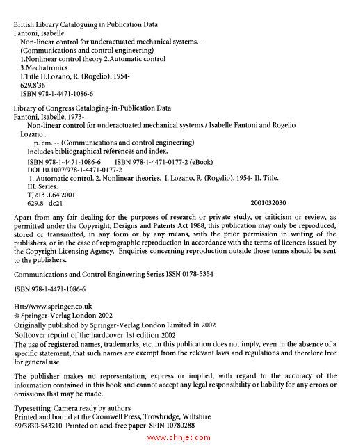 《Non-linear Control for Underactuated Mechanical Systems》