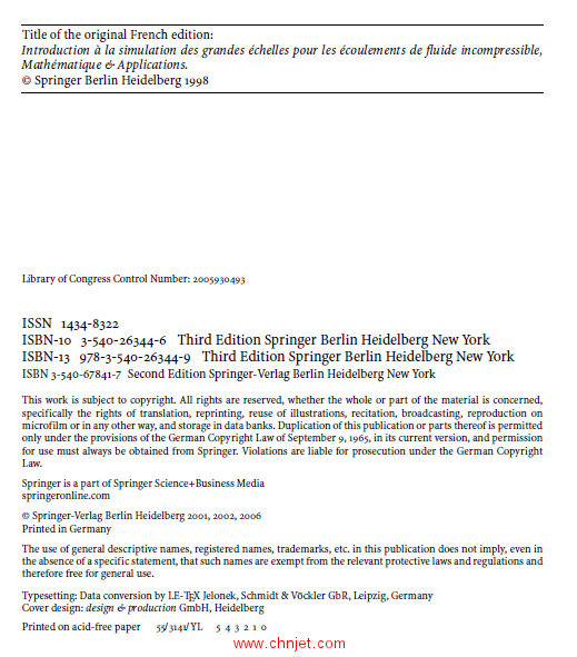 《Large Eddy Simulation for Incompressible Flows: An Introduction》第三版