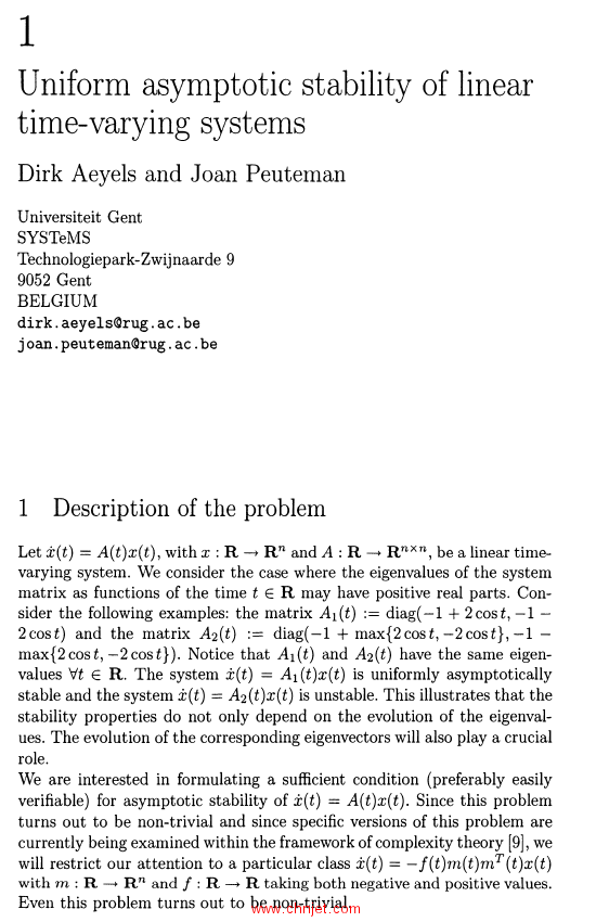 《Open Problems in Mathematical Systems and Control Theory》