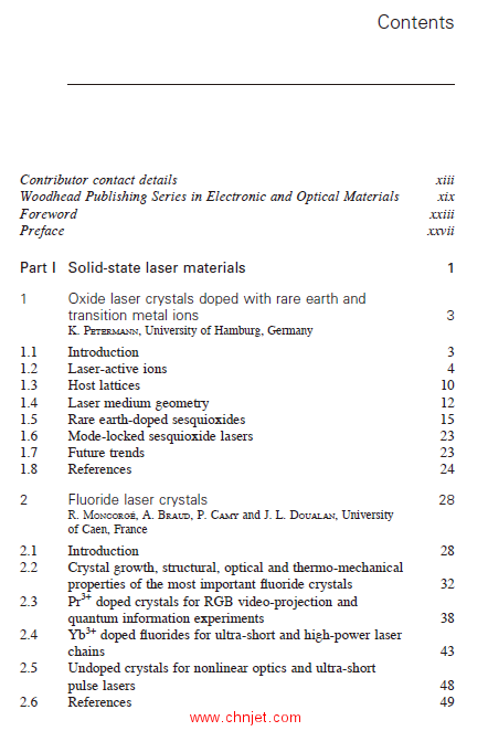 《Handbook of Solid-State Lasers: Materials, Systems And Applications》