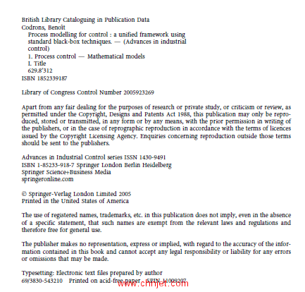 《Process Modelling for Control: A Unified Framework Using Standard Black-box Techniques》