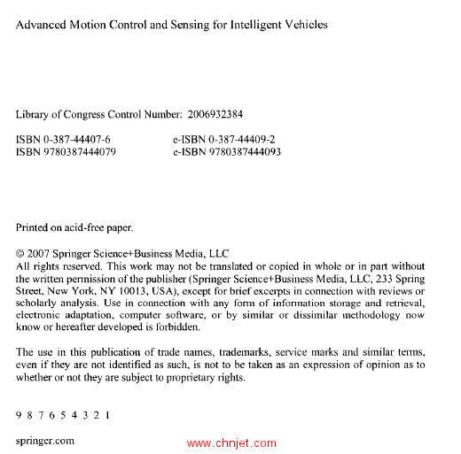 《Advanced Motion Control and Sensing for Intelligent Vehicles》