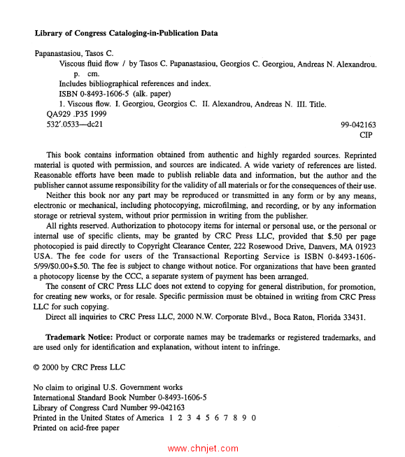 《Viscous Fluid Flow》Tasos Papanastasiou著