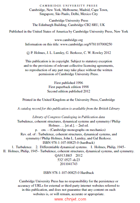 《Turbulence, Coherent Structures,Dynamical Systems and Symmetry》第二版