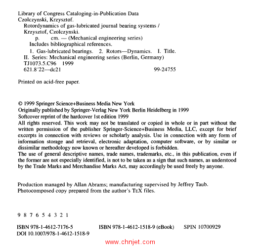 《Rotordynamics of Gas-Lubricated Journal Bearing Systems》