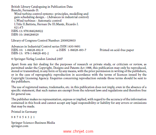 《Wind Turbine Control Systems：Principles,Modelling and Gain Scheduling Design》