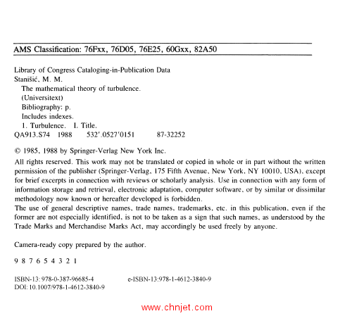 《The Mathematical Theory of Turbulence》第二版