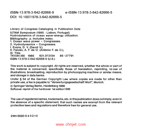 《Hydrodynamics of Ocean Wave-Energy Utilization: IUTAM Symposium Lisbon/Portugal 1985》