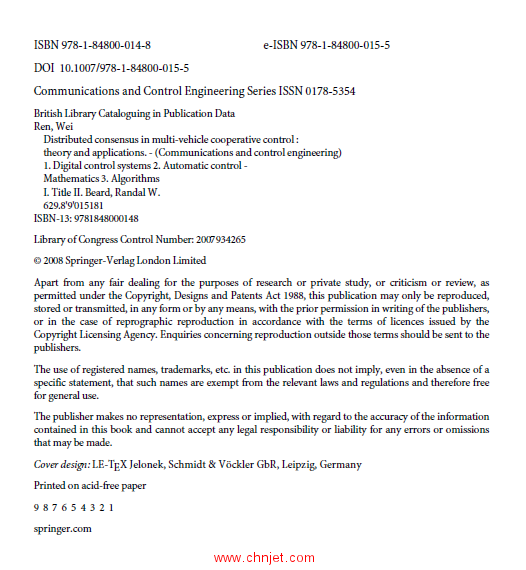 《Distributed Consensus in Multi-vehicle Cooperative Control: Theory and Applications》