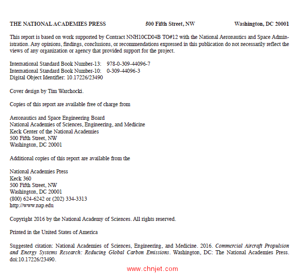 《Commercial Aircraft Propulsion and Energy Systems Research：Reducing Global Carbon Emissions》