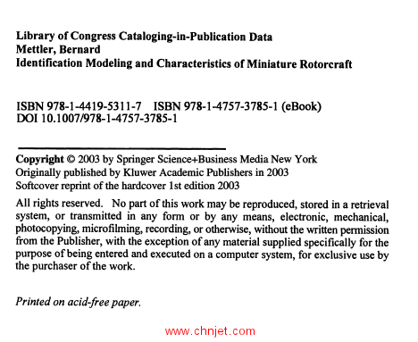 《Identification Modeling and Characteristics of Miniature Rotorcraft》