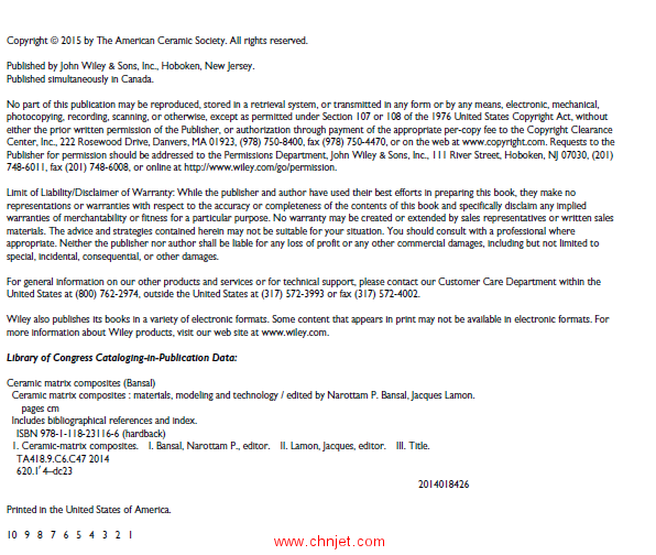 《Ceramic Matrix Composites: Materials, Modeling and Technology》