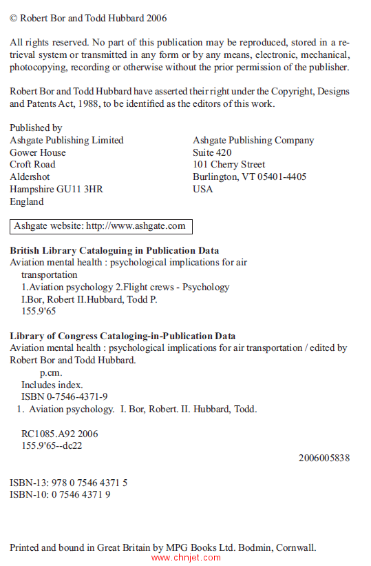 《Aviation Mental Health：Psychological Implications for Air Transportation》