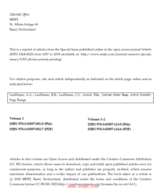 《UAV or Drones for Remote Sensing Applications：Volume 1》