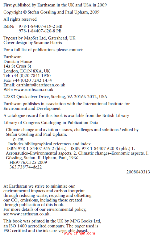 《Climate Change and Aviation：Issues, Challenges and Solutions》