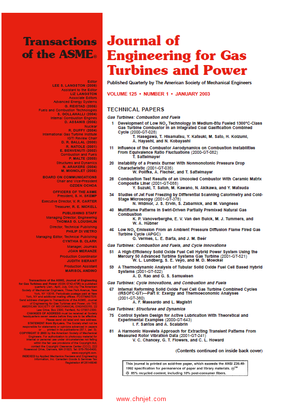 《Journal of Engineering for Gas Turbines and Power》第125卷 第1部分