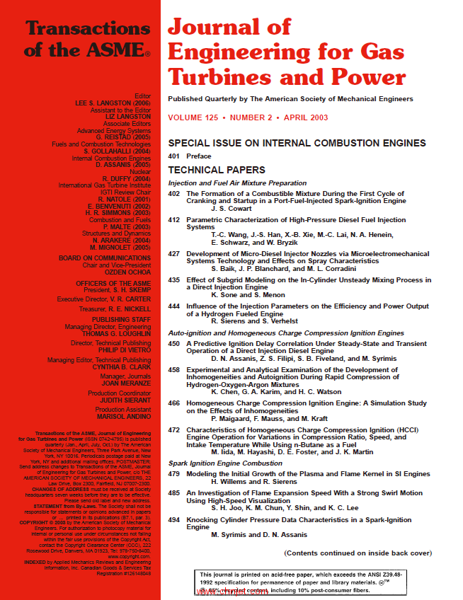 《Journal of Engineering for Gas Turbines and Power》第125卷 第2部分