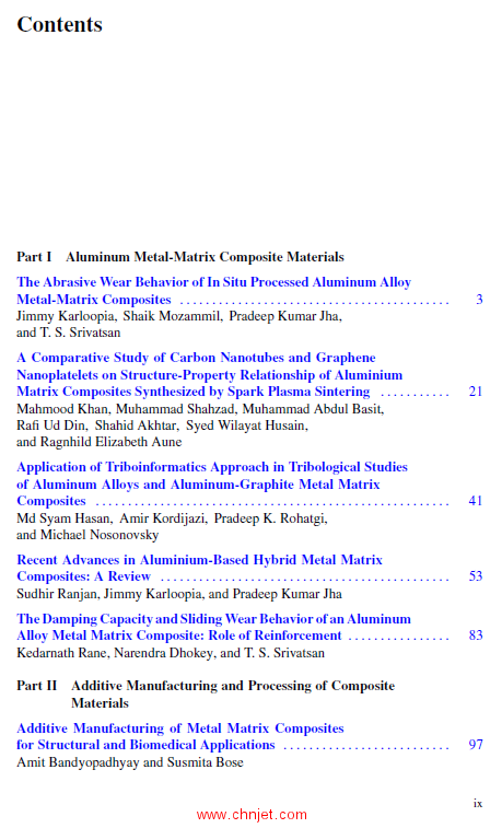 《Metal-Matrix Composites：Advances in Processing, Characterization,Performance and Analysis》
