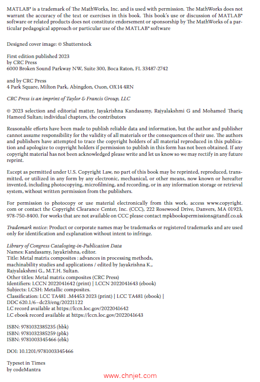 《Metal Matrix Composites：Advances in Processing Methods,Machinability Studies and Applications》 ...