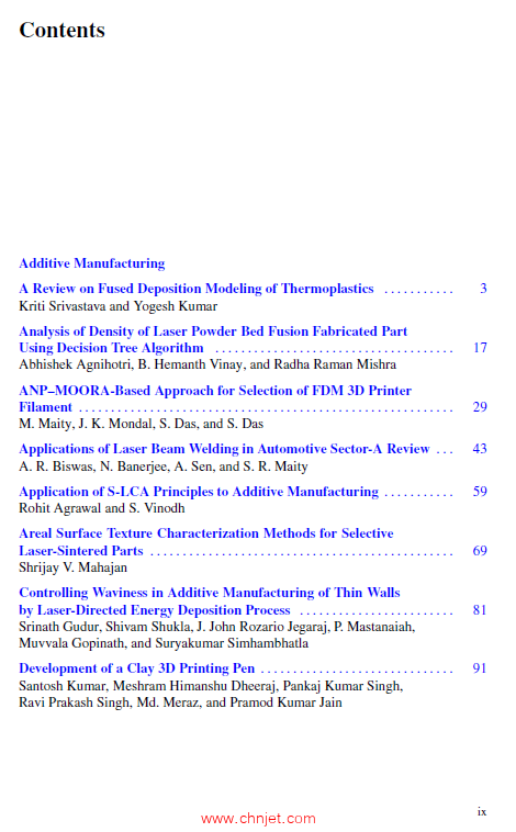 《Advances in Additive Manufacturing and Metal Joining：Proceedings of AIMTDR 2021》