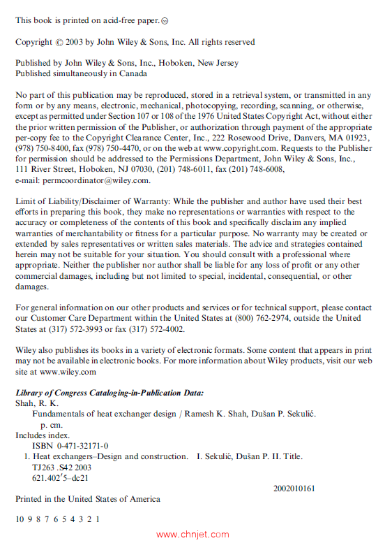 《Fundamentals of Heat Exchanger Design》