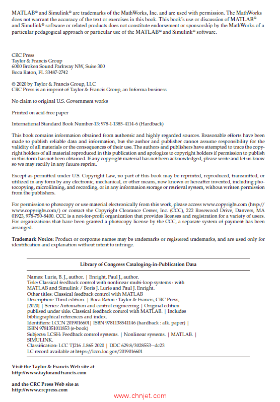 《Classical Feedback Control with Nonlinear Multi-Loop Systems：With MATLAB® and Simulink®》第三版 ...