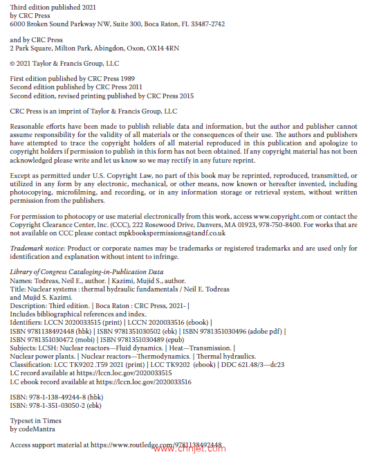 《Nuclear Systems Volume I：Thermal Hydraulic Fundamentals》第三版