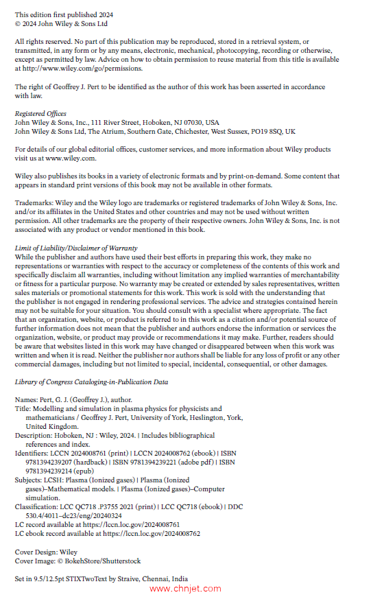 《Modelling and Simulation in Plasma Physics for Physicists and Mathematicians》