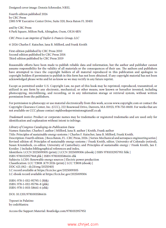 《Principles of Sustainable Energy Systems》第四版