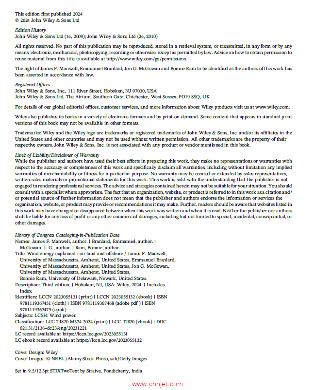 《Wind Energy Explained：On Land and Offshore》第三版