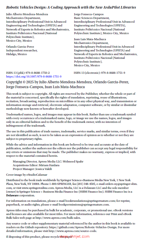 《Robotic Vehicles Design：A Coding Approach with the New ArduPilot Libraries》