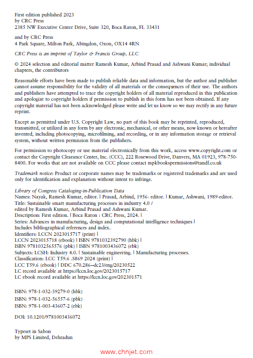 《Sustainable Smart Manufacturing Processes in Industry 4.0》