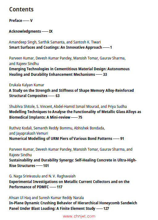 《Smart Materials：Biomaterials, Coatings, Energy, Sensors and Structural Engineering》